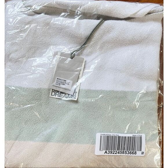 Barefoot Dreams CozyChic Ultra Lite Ocean Breeze Poncho Pink Multi-Stripe O/S Nw - Picture 6 of 6